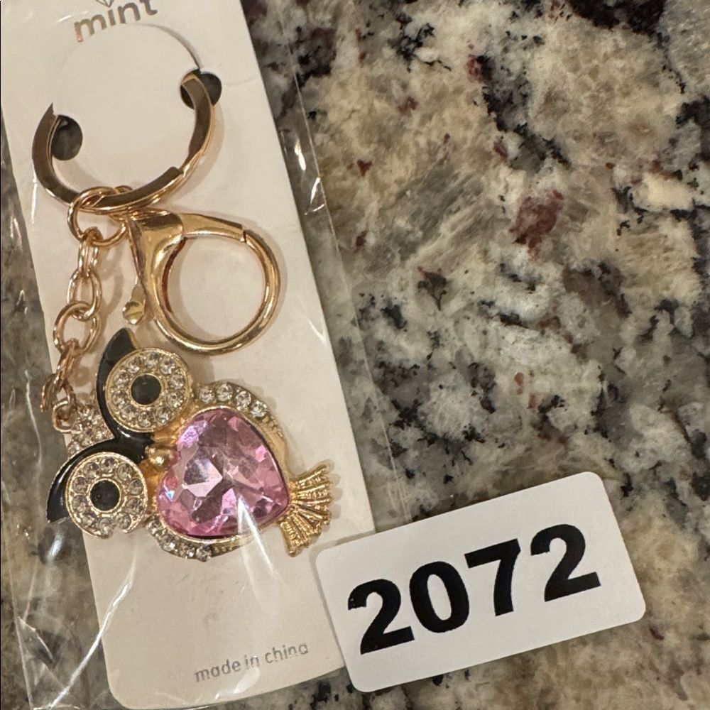 2072 Rhinestone, Owl Key Ring‎ & Bag Charm